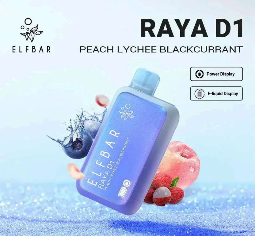 ELF BAR RAYA D1 – Peach Lychee Blackcurrant – Vape Shop Mumbai